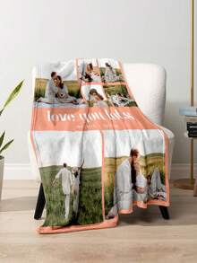 1pc Customized Photo Blanket, Customized Flannel Blanket, Can Print Photos And Text, Bedding Blanket, Customized Bed Blanket, Customized Photo Blanket, Personalized Family Photo Blanket, Customized Image Blanket, Personalized Family Photo Blanket, Personalized Throw Blanket, Blanket For Best Friend, Cozy Blanket, Family Gift, Wedding Gift, Christmas Gift, Birthday Gift, Gift For Friends, Gift For Her, Gift For Pets - Style 6 - View 3