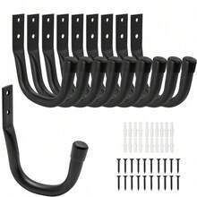 Garage 10 Heavy Duty Tool Hooks: Steel Wall Hanger, Tool Storage And Organizing Rack - Black - View 6