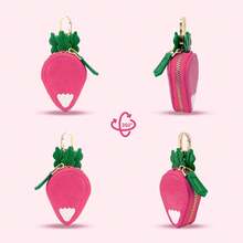 Mini Fruit Coin Purse Cute Soft Keychain Wallet Small Pouch Bag Charm Accessory - củ cải - Xem 6