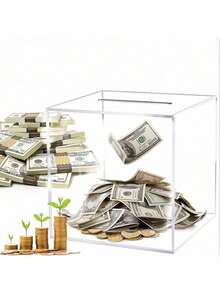 1个透明小猪存钱罐，适合所有年龄段，有透明/黑色/红色/蓝色/绿色可选，可存放现金和硬币，必须打开才能取用，节日礼物 - 彩色 - 查看 5