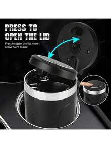 Creative Car Interior Accessories, 360 °   Rotatable, Car Ashtray, New Flip Cap Ashtray, Car Ashtray, Creative Desktop Ashtray For Home, No Battery Required - Black - View 5