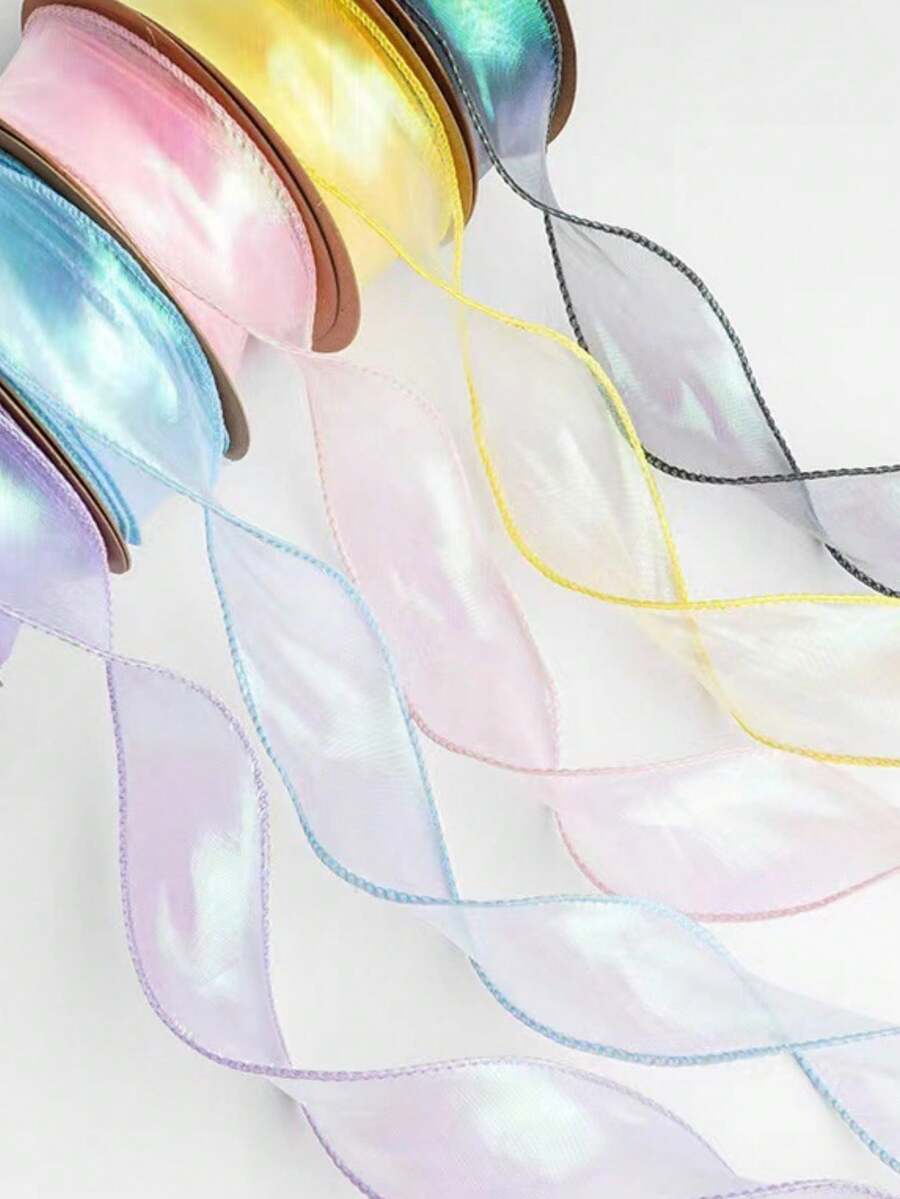 1 Roll - 4cm Pink, White, Blue, Purple Pearlescent Mermaid Tail Ribbon, Lace Ribbon, Cake Baking Packaging Ribbon, Daily Valentine's Day Mother's Day Gift Decoration Ribbon