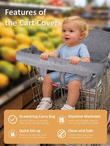 1 غطاء عربة تسوق قابل للطي مع حقيبة حمل بسحاب، حصيرة للأطفال الرضع والصغار تناسب الكراسي العالية وعربات البقالة، وسادة قابلة للغسل بأمان مع قضاعة وحلمة صغيرة، رفيق تسوق مريح ومهدئ للأطفال، مناسب للجنسين، هدية مثالية للآباء الجدد