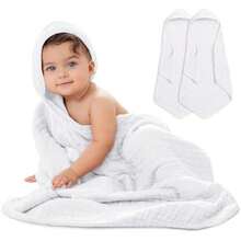 Toalla con Capucha para Adulto Algodón Muselina – Grande y Absorbente para Playa y Baño – Estilo Manta con Capucha, para Adultos(Blanco Paquete de 2 - Bebé) - Multicolor - Ver 1