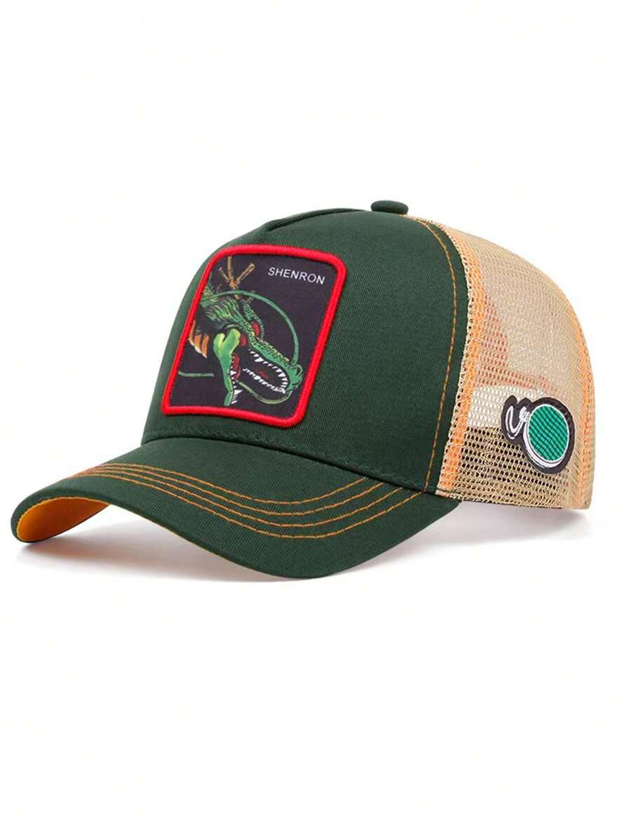 1pc Cartoon Baseball Cap, Adjustable Cotton Mesh Snapback Hat, Casual Hip Hop Visor Cap - Multicolor - View 1