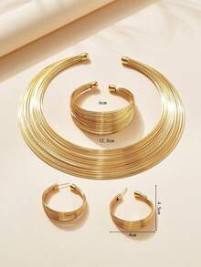The Four Piece Wire Jewelry Set Is The Preferred Choice For Showcasing Individuality, Boldness, And Uniqueness In Jewelry - Yellow Gold - View 2