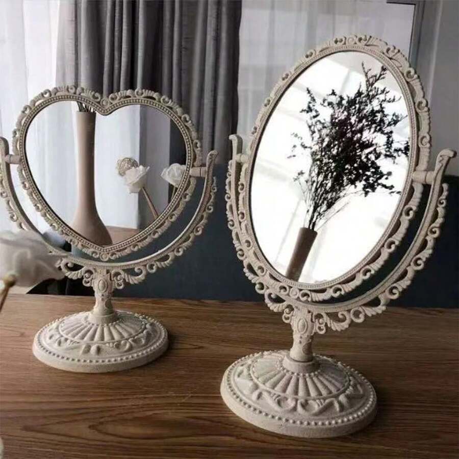 1 mảnh gương kính trang trí, thích hợp cho phòng ngủ, phòng khách, phòng làm việc, tủ đầu giường, bàn trang điểm, phong cách Bắc Âu - Màu be - Xem 1