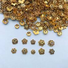 100pcs/Pack Vintage Mixed Style Hollow Flower End Cap Spacer Beads For DIY Bracelet Earring Necklace Jewelry Making - Multicolor - View 3