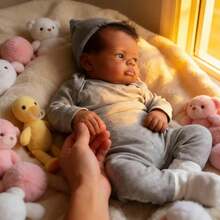 Lifelike Reborn Baby Dolls -19 Inch African American Realistic Baby Doll Newborn Baby Dolls, Lifelike Baby Doll Full Body Silicone Toddler Clothes Gift Set For Age 3+ - 彩色 - 查看 1