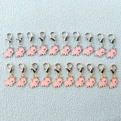 20个/套可爱粉色小猪钥匙扣套装 - Y2K风格挂件，适用于背包、手提包、车钥匙，时尚中性钥匙扣，粉色小猪友谊礼物，独特的农场动物小猪礼物，送给家人、朋友、同事，适合度假、居家和聚会