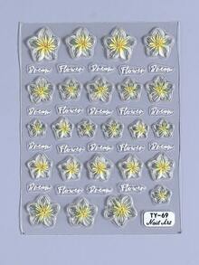 1片软胶莲花美甲贴纸，5D立体浮雕黄色仙女莲花美甲贴，彩色花瓣雕刻滑动美甲贴纸，DIY美甲装饰饰品 - 彩色 - 查看 10