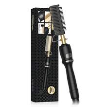 2-In-1 Copper Comb Curling & Straightening Hot Brush – Smooth, Shiny, Salon-Style Hair At Home - Black - View 13