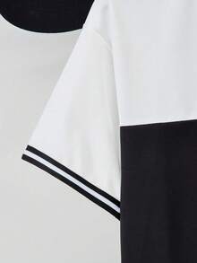 男童卡通印花圆领短袖T恤和裤子套装 - 黑色 - 查看 4