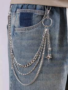 1pc Punk Style Pentagram Pendant Pants Chain, Tassel Metal Chain Waist Chain, Suitable For Daily Outfit Summer, School Autumn-Winter Accessories Halloween Costume,Suitable For Teens, Youth,Men,Casual, Outdoor, Athletic, Vacation, Graduation Gifts, Birthday, Daily Wear - Multicolor - View 5