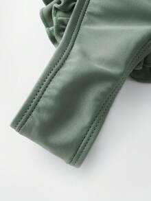 Women Monokini Bathing Suit Solid Color Spaghetti Strap Ruffles Sleeveless Swimsuits Summer Swimwear Bikini