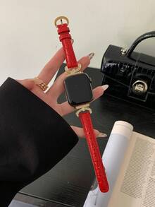 1pc Crocodile Grain Metal Rhinestone Band, Casual White, Apricot, Burgundy, Khaki, Brown, Purple, Black, Simple & Elegant Leather Strap For 49mm, 41mm, 40mm, 38mm, 45mm, 44mm, 42mm, 41mm Series 11, 10, 9, 8, 7, 6, 5, 4, 3, 2, 1, Ultra, SE - Multicolor - View 28