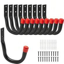 Heavy Duty 10 Piece Set Garage Wall Hook: Steel Tool Hanger, Garage Storage And Organization Rack - Red - View 6