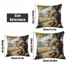 MEMNUN 1pc 17.7*17.7in(45*45cm)/19.69*19.69in(50*50cm)/15.75*15.75in(40*40cm) Floral Landscape Printed Polyester Throw Pillow Cover [Single-Sided Print][Pillow Insert Not Included], Home Decor Cushion Cover For Sofa, Bed, Car, Suitable For Daily Use Or High-End Minimalist Decoration - Multicolor - View 3