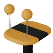 DOGAT Cat Tree 75cm Small Indoor Cat Scratching Post Tower With Flower Platforms 2 Spring Toy Balls Bee Design Kitten Activity Centre For Apartments Corners And Small Spaces - Yellow And Black - Yellow/Black - View 7
