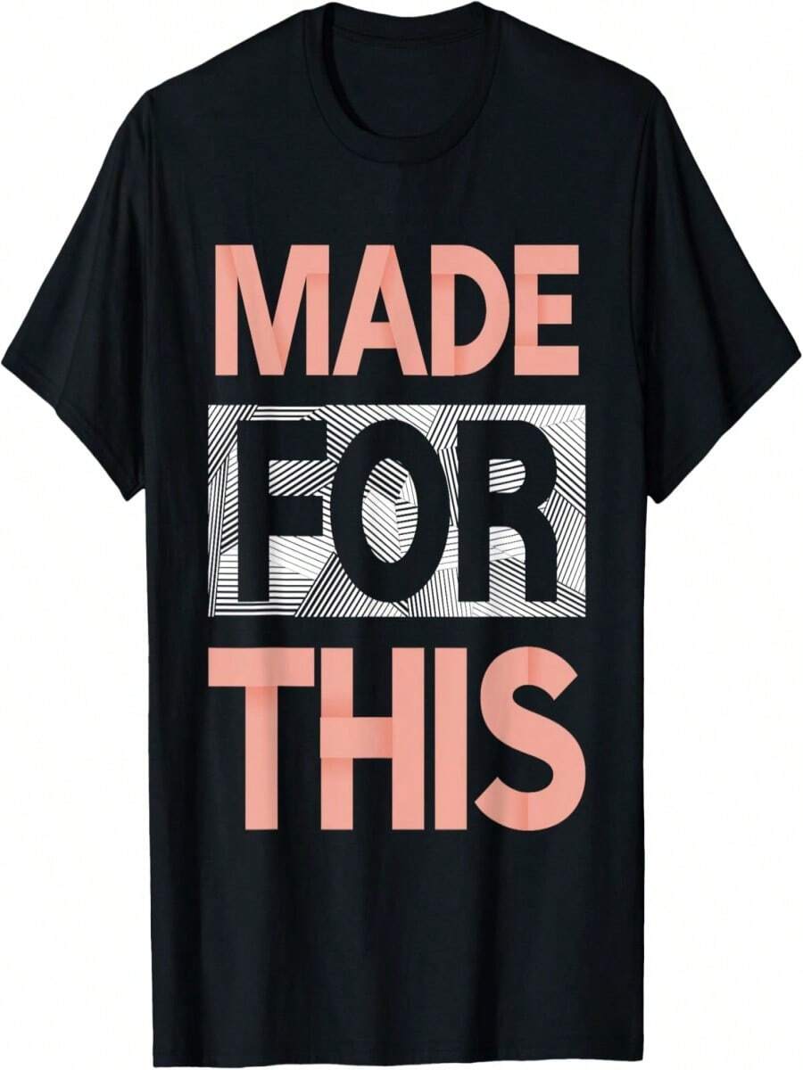 Peach Made For This Peach Color Graphic T-Shirt - 黑色 - 查看 1
