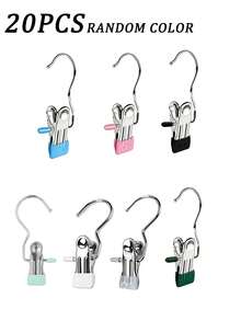 50/40/30/20/15/10/5件不锈钢衣夹，带钩洗衣衣钉，衣柜靴子衣架，带钩夹子，便携式挂衣夹，衣柜收纳袋，多功能单夹衣架，靴子夹，无缝挂钩织物收纳袋，适用于裤子、帽子、裙子、袜子、鞋子、裙子、牛仔裤、靴子、裙子