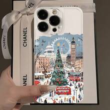 Funda protectora para teléfono con diseño de copo de nieve de árbol de Navidad, regalo de Navidad adecuado para múltiples modelos de , incluyendo fundas para  16/15/14/13/12, fundas para  11 Pro Max Plus, popular funda de cumpleaños, funda de negocios duradera, anti-manchas, huella dactilar, nueva funda para móvil para hombres y mujeres - carcasa espacial transparente 623XS, funda de teléfono de Navidad, funda de teléfono con soporte para brillo labial, funda de teléfono brillante, funda de diseñador, funda de teléfono esponjosa, accesorio festivo, tema navideño, funda resistente a los arañazos, acabado brillante, compradores de Navidad - Multicolor-827 - Ver 1