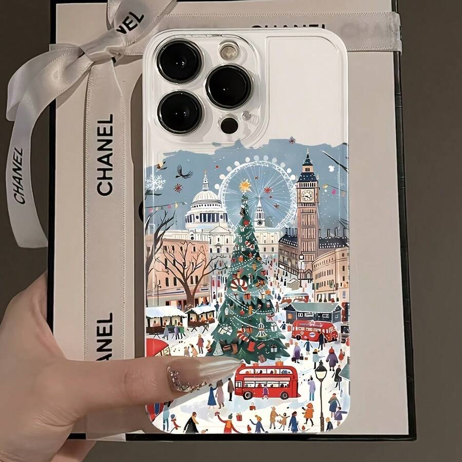 Funda protectora para teléfono con diseño de copo de nieve de árbol de Navidad, regalo de Navidad adecuado para múltiples modelos de , incluyendo fundas para  16/15/14/13/12, fundas para  11 Pro Max Plus, popular funda de cumpleaños, funda de negocios duradera, anti-manchas, huella dactilar, nueva funda para móvil para hombres y mujeres - carcasa espacial transparente 623XS, funda de teléfono de Navidad, funda de teléfono con soporte para brillo labial, funda de teléfono brillante, funda de diseñador, funda de teléfono esponjosa, accesorio festivo, tema navideño, funda resistente a los arañazos, acabado brillante, compradores de Navidad - Multicolor-827 - Ver 1