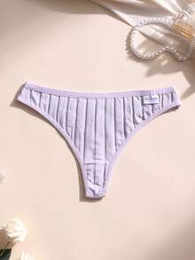 4 piezas de bragas de algodón para mujer, de cintura baja, sin costuras, acanaladas, de unicolor, cómodas y transpirables, ropa interior deportiva sexy - Multicolor - Ver 3