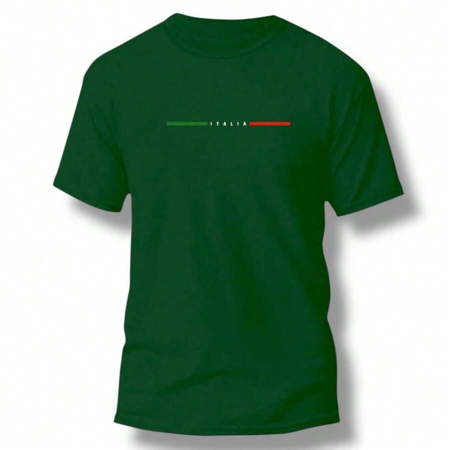 Men's Italy Short-Sleeved Cotton T-Shirt - Army Green - View 1