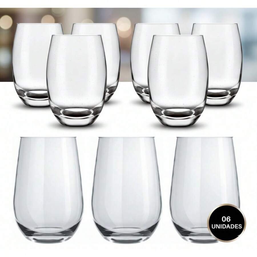 Malibu Oval Glasses 500ml Set Of 6 – Ideal For Water, Juice, Drinks, And Coffee - 彩色 - 查看 1
