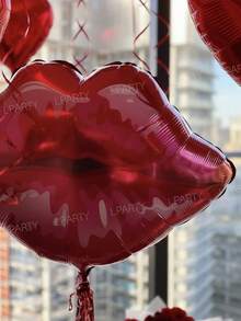 18 件/套情人节装饰气球，情人节气球装饰套装包括巨型红唇/嘴巴铝箔气球、红心气球、10 英寸哑光红色乳胶气球，专为浪漫装饰设计，适合情人节、周年纪念、求婚和婚礼