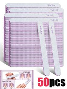 50支装指甲锉，双面指甲抛光器，专业美甲护理工具，适用于DIY指甲修型、打磨、抛光，适合女性手指甲和脚趾甲，是居家和美甲沙龙的理想之选，美甲用品
