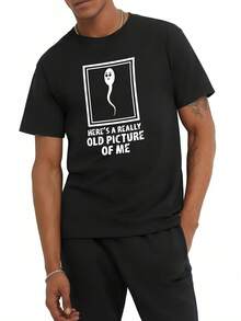 Camiseta de Hombre Personalizada con Patrón + Texto Impreso en el Pecho - Negro - Ver 12