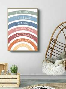 1副啟發性名言防水矩形合成纖維合成芯彩色英語裝飾畫(無框),適用於兒童房/書房/教室裝飾 - 彩色 - 查看 8