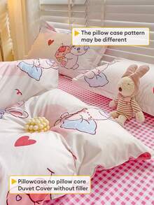 Bộ chăn ga gối họa tiết hoa phong cách đồng quê 4 món, 1 vỏ chăn + 1 ga trải giường + 2 vỏ gối, nhiều kích cỡ (vỏ gối họa tiết ngẫu nhiên) - chú thỏ dễ thương - Xem 9