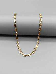 1pc Minimalist Coffee Bean & Pig Nose 18K Gold Plated Delicate Choker Necklace, Versatile & - Yellow Gold - View 4