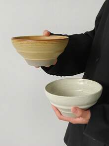 1pc Japanese Retro Ceramic Spiral Pattern Rice Bowl, Household Coarse Pottery Soup Bowl, Restaurant Dining, Snack, Dessert, Breakfast Bowl - Multicolor - View 8