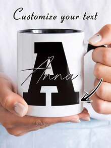 1pc Customized A-Z Ceramic Coffee Mug, Personalized With Name And Text, 11oz Initial Letter Cup, Hot/Cold Beverage, Birthday, Christmas, New Year, Valentine's Day, Mother's Day, Holiday, Home Decor, Personalized Gift, Christmas Gift, Room Decor, Kitchen Decor, Men's Gift, Women's Gift, Mom's Gift, Dad's Gift, Holiday Calendar - Multicolor - View 11