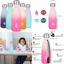 BJPKPK - Botellas de agua aisladas de acero inoxidable para mantener el frío y caliente para viajar, color verde(Flor de Cerezo 0.4 Litros) - Multicolor - Ver 1