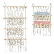 1 pieza Muñeca de peluche con red o hamaca, estantería organizadora de encaje, decoración para niños, niñas, guardería, sala de juegos, almacenamiento colgante, decoración elegante de dormitorio, red esponjosa, red tejida de doble capa con flecos, red de exhibición de muñeca de peluche grande, red ajustable de animales, adecuada para dormitorio, sala de juegos, decoración de pared, se puede usar para juguetes de peluche, ropa, libros, revistas - Multicolor - Ver 2