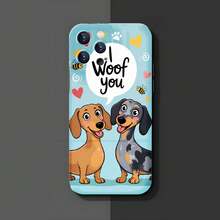 1PC Phone Case,  Dachshund Dogs Speech Bubble Hearts , Stylish Phone Case, Phone Decoration, All-around Lens Protection, Creative Small Gift, Funny Gift for Boys and Girls - Negro - Ver 3