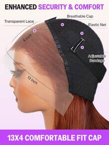 MEGALOOK 13x4 红棕色水波纹蕾丝前假发，100%真人发丝，预先拔毛并带有婴儿绒毛，#33棕色假发，透气帽 - 外观自然，适合日常佩戴，可打造办公室、万圣节派对、Y2K、叛逆假期、户外角色扮演、学校、圣诞派对、婚礼、节日等各种造型，适合女性佩戴。 - S33 - 查看 9