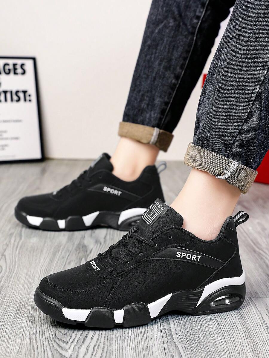 Casual Lace-Up Comfortable Breathable Men's Running Shoes - White - View 1