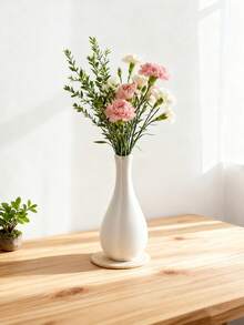 1pc Simple Black & White Textured Plastic Vase, Modern Style Flower Vase For Living Room, Bedroom, Desk Decor, Artificial/Real Flower Arrangement, Lightweight Luxury Floral Decor, Ideal For Home, Rental Apartment, Boutique Hotel Decoration