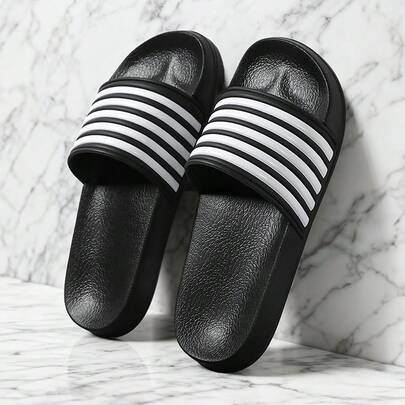 2026 Spring/Summer New Men's Soft Bottom Plus Size Slippers, Size 47; Small Size Slippers, Size 36, Non-Slip, Wear-Resistant, Lightweight, Soft Slippers; Indoor Casual One-Word Slippers, Size 48, 49; Outdoor Beach Slippers, Five-Stripe Slippers; Slouchy One-Step Slippers, Size 50