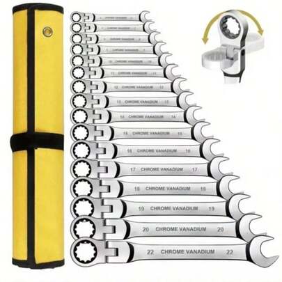 Present till make/far, 5-i-1 spärrnyckelsats, 180° vridbart huvud, multifunktionell, industrikvalitet, metrisk, bilreparation, manuellt underhållsverktygssats