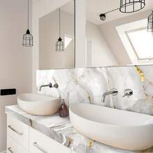 1 Roll Of Glossy White/Pink Marble Contact Paper, Suitable For Countertop Granite Wallpaper, Marble Is Peeled And Pasted Wallpaper, Self-Adhesive Removable Kitchen Wallpaper, Waterproof And Easy-To-Clean Vinyl Film Roll, Home Decoration