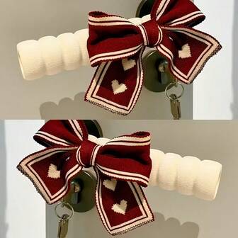 Anti-Static Door Handle Protector - Thickened Anti-Collision Cover With Red & Bow Design, Durable Fabric For Bedroom & Home Use, Prevents Scratches & Protects Door Handles, Door Handle Protector, Bedroom Accessory, Decorative Bow Design