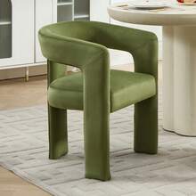 JIEMAX Modern Minimalist Green Velvet Dining Chairs – Plush Upholstered Seat With Wide Integrated Armrests & Sturdy Thick Block Legs, Stylish Accent Chairs For Dining Room, Living Room, & Home Office - 綠色 - 查看 12