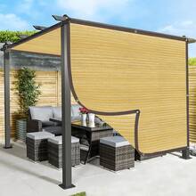 1片米色花园遮阳布，85%网眼，带孔眼，采用高密度聚乙烯（HDPE）透气材料制成，提供隐私保护，可用作遮阳篷/隐私屏风 - 米色 - 查看 6